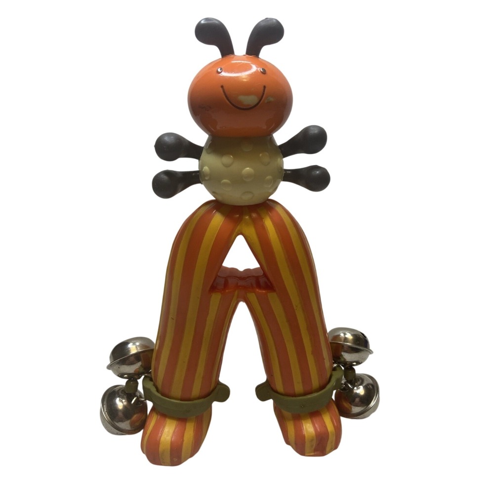 B. Toys Whimsical Bug Figure Orange Yellow Striped with Jingle Bells Sensory Toy